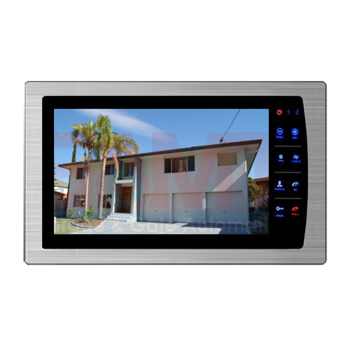 Digital video doorphone system with time display, perfect for garage door access from SAMT Garage & Gate Automation, Australia.