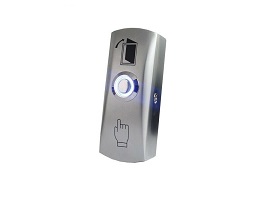 Stainless steel illuminated automatic door release button for smart access systems from SAMT Garage & Gate Automation, Prestons, New South Wales, Australia.