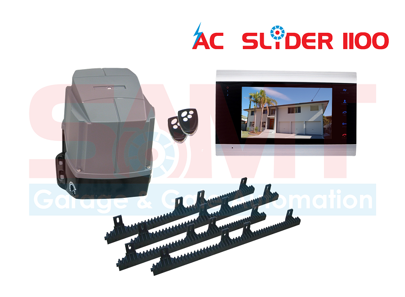 AC Slider 1100 automatic gate motor kit with color intercom and remote, SAMT Garage & Gate Automation, New South Wales