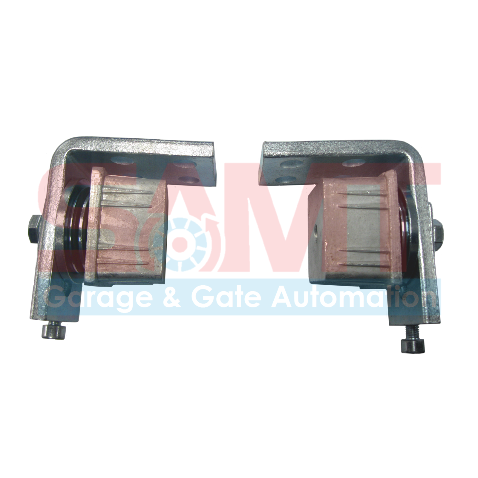 Roller garage door pulley brackets from SAMT Garage & Gate Automation, durable hardware, Australia.