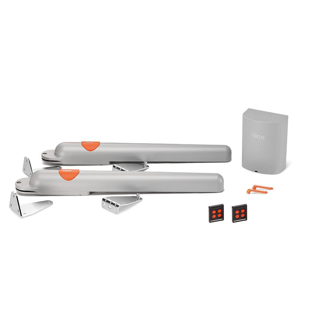 Nice double swing gate opener kit with remotes for automatic swing gates, SAMT Garage & Gate Automation, Prestons, New South Wales, Australia.