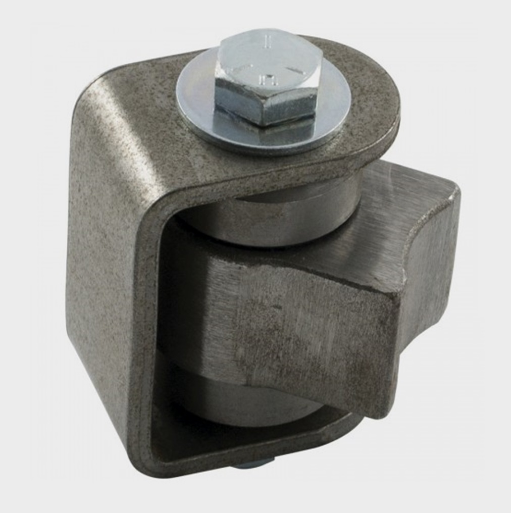 Heavy-duty sliding gate roller bracket for automatic gate motors by SAMT in Prestons, New South Wales, Australia.