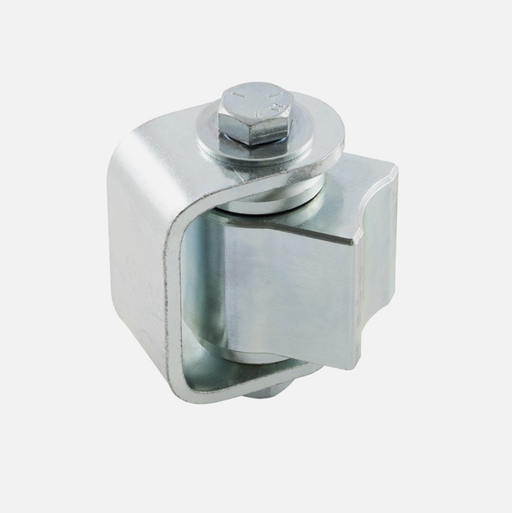 Zinc-coated sliding gate roller component for automatic gate opener installation, available from SAMT in Australia.