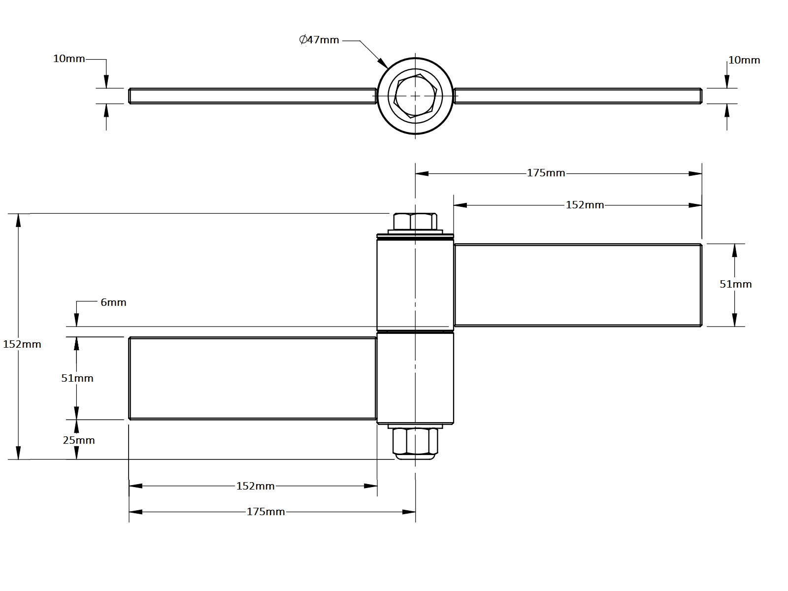Heavy-duty weld-on gate hinge for automatic swing gate motors, SAMT Garage & Gate Automation, Australia.