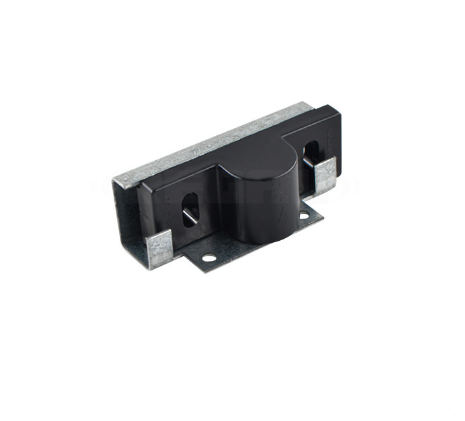 Black nylon garage roller door guide bracket for roller garage door installation by SAMT, Prestons, New South Wales, Australia.