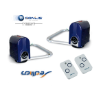 Genius Compass blue swing gate motors with wireless remotes for automated gate opening, featured in Prestons, New South Wales, Australia.