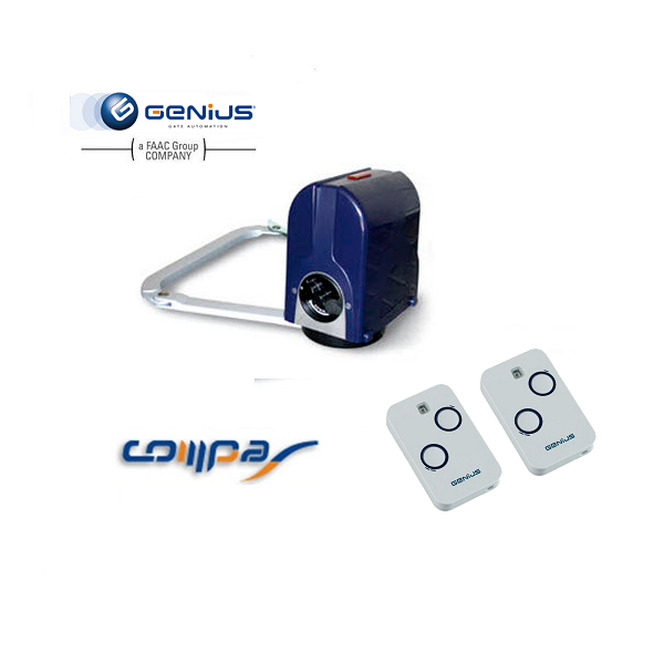 Genius COMPAS swing gate motor kit with remote controls for automatic gates, SAMT Garage & Gate Automation, New South Wales, Australia.