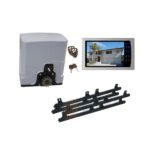 Automatic sliding gate opener kit with control unit, remote, keys, display monitor, and rack gears in Prestons, New South Wales, Australia