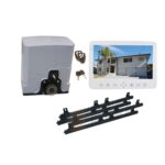 Automatic sliding gate motor kit with gear rack, remote control, keys, and video intercom display in Prestons, New South Wales, Australia"
