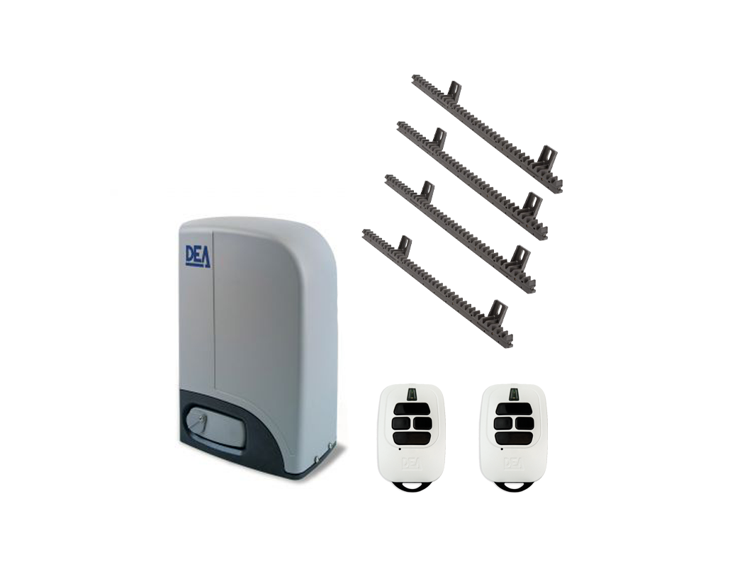 DEA automatic gate motor and gear racks with remote controls for sliding gates from SAMT Garage & Gate Automation, Prestons, New South Wales, Australia.