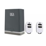 DEA sliding gate motor kit with two remotes, on white background, in Prestons, New South Wales, Australia.