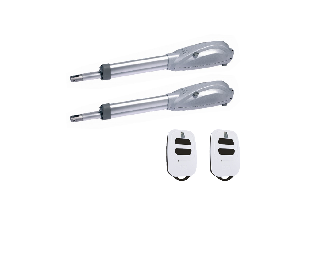 Dual automatic swing gate motors and remote controls set for gates by SAMT, Prestons, New South Wales, Australia.