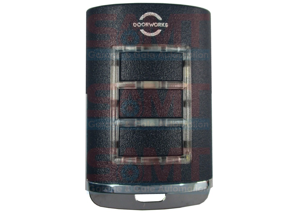 Doorworks compatible garage door remote control for automatic garage doors in Australia, available from SAMT Garage & Gate Automation, Prestons.