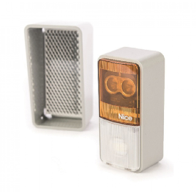 Nice flashing light and cover for automatic garage door opener security, SAMT Garage & Gate Automation, Prestons, New South Wales, Australia.