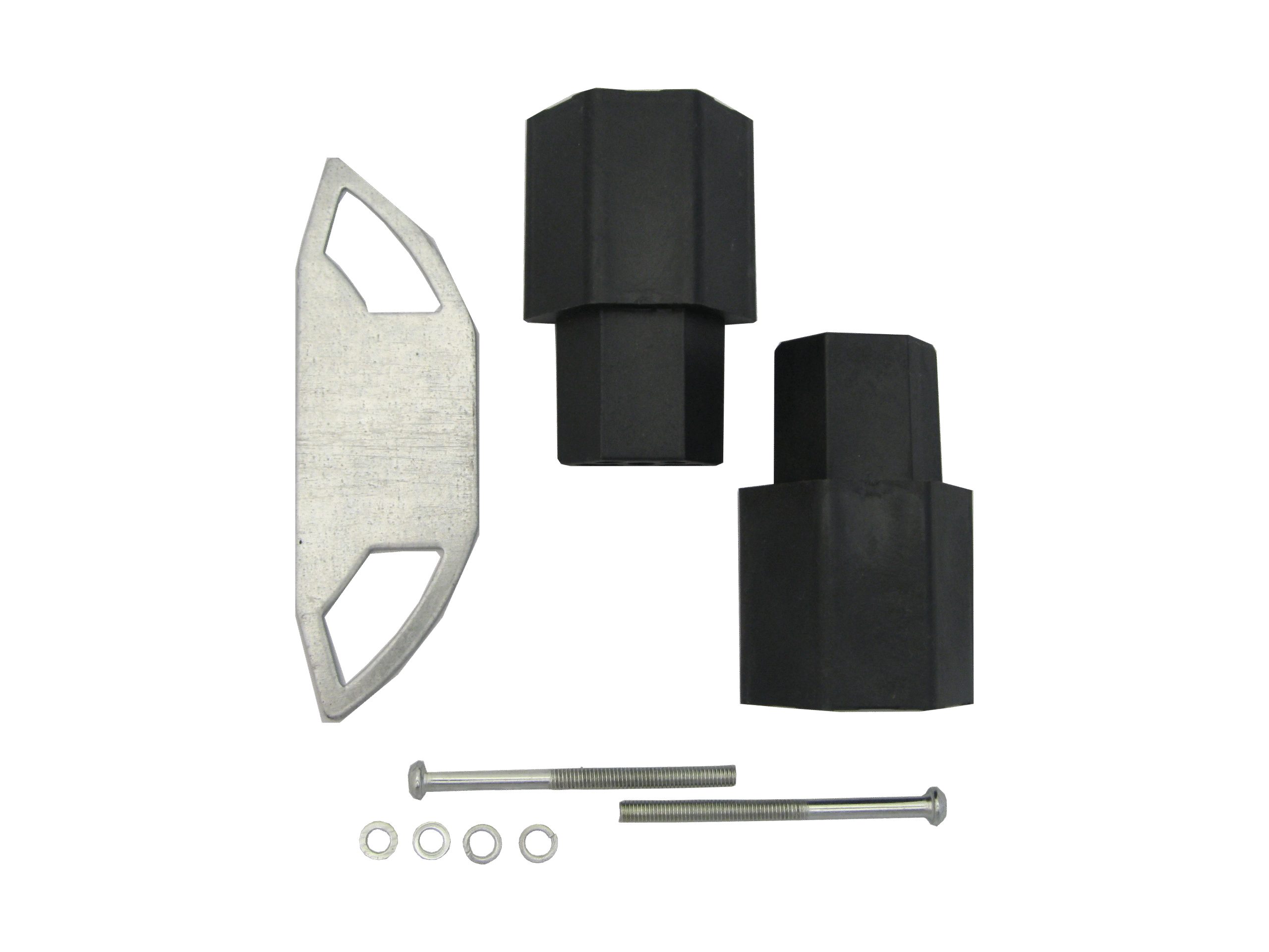 Sliding gate stopper kit with rubber buffers and bolts, SAMT Garage & Gate Automation, New South Wales, Australia.