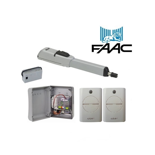Single FAAC linear swing gate opener kit including control unit and remotes, SAMT Garage & Gate Automation, Prestons Australia