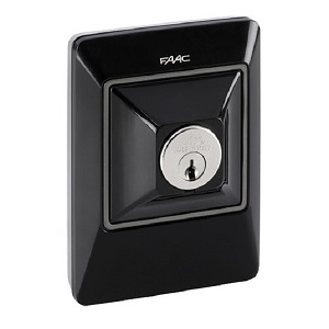 Black FAAC gate key switch for automatic gate openers, SAMT Garage & Gate Automation, Prestons, New South Wales, Australia.
