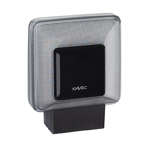 FAAC flashing warning light for automatic gate opener, SAMT Garage & Gate Automation, Prestons, New South Wales, Australia.