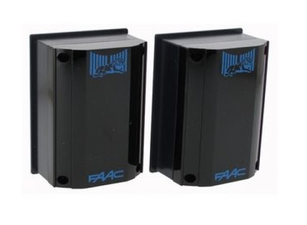 FAAC infrared safety beam sensor pair for automatic gate motor safety, SAMT Garage & Gate Automation, New South Wales.