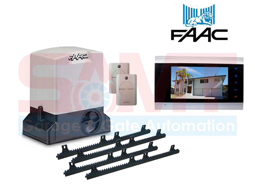 FAAC sliding gate motor kit with remotes and video intercom, SAMT Garage & Gate Automation, Prestons New South Wales Australia