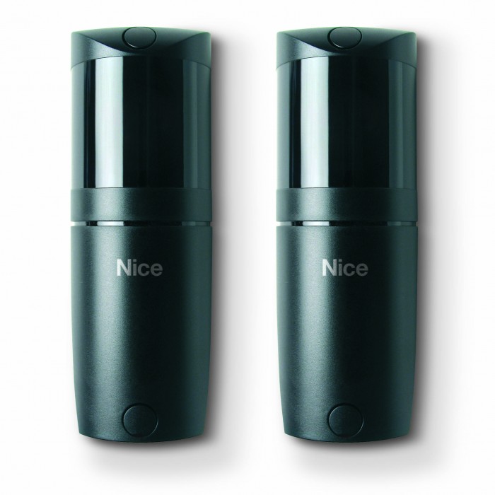 Pair of Nice safety sensors for automatic gate motor installation by SAMT in Prestons, New South Wales, Australia.