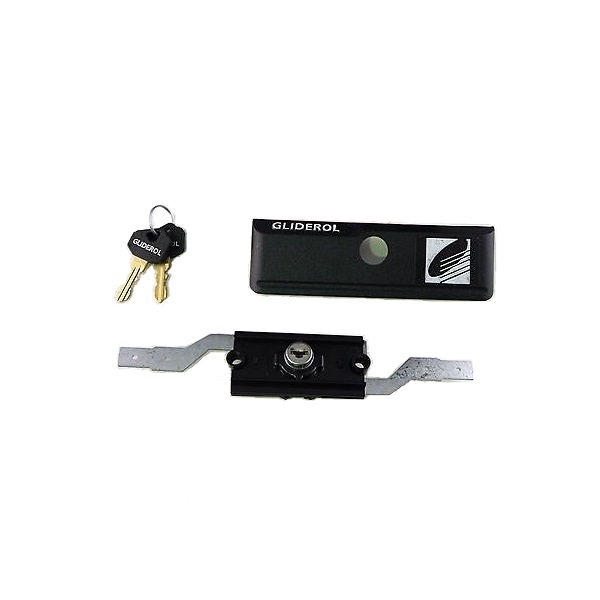 GLIDEROL garage roller door lock kit with two keys and faceplate for secure garage doors in Prestons, New South Wales, Australia.