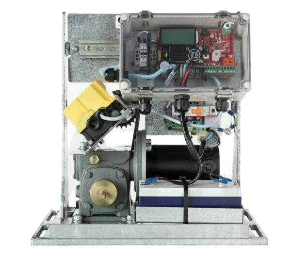 Industrial sliding gate motor drive unit for automatic gates by SAMT Garage & Gate Automation, Prestons, New South Wales, Australia.