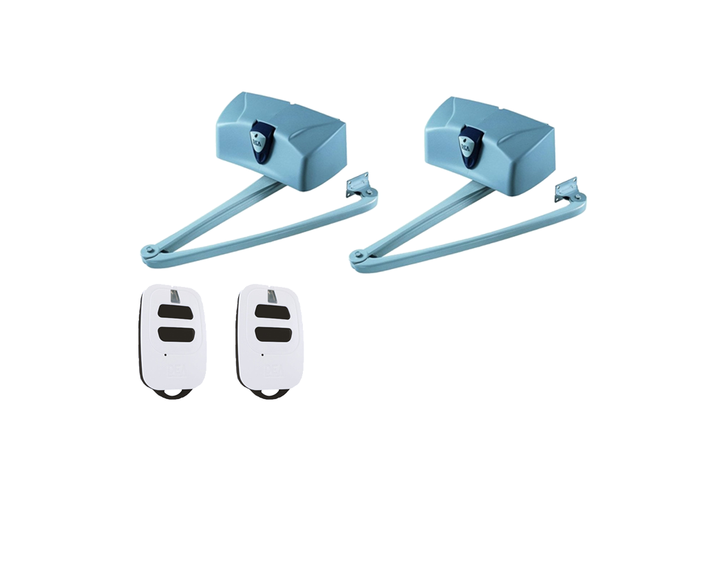 DEA dual motorized swing gate package with two remote controls, motorized swing gate system for SAMT Garage & Gate Automation, Prestons.