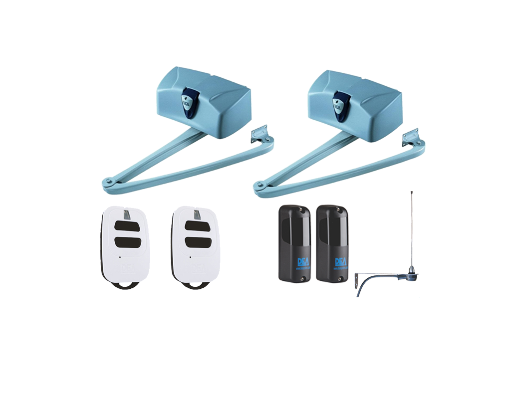 DEA dual swing gate opener kit with remotes and sensors, best swing gate motor in Prestons, New South Wales, Australia by SAMT Garage & Gate Automation.