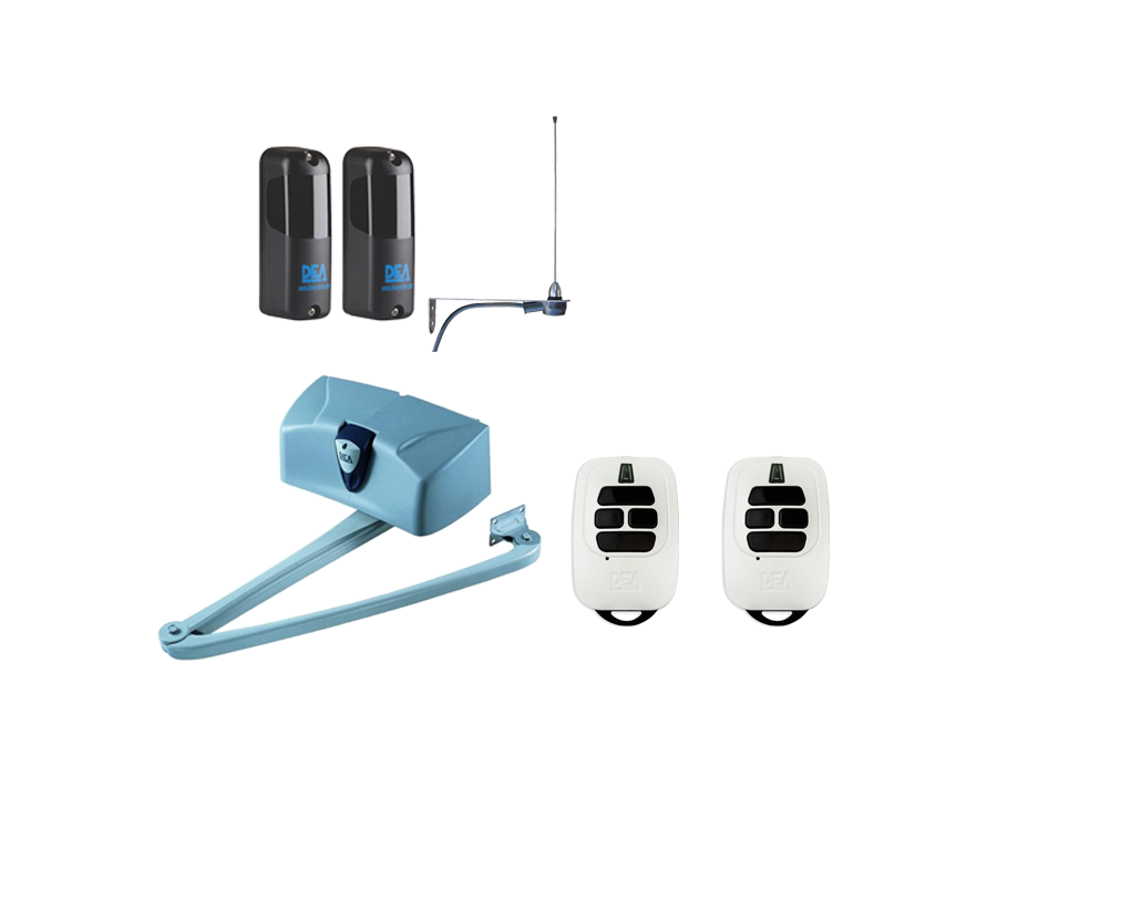 DEA swing gate opener kit with sensors, antenna, and two remotes, automatic gate opener in New South Wales, Australia, offered by SAMT.