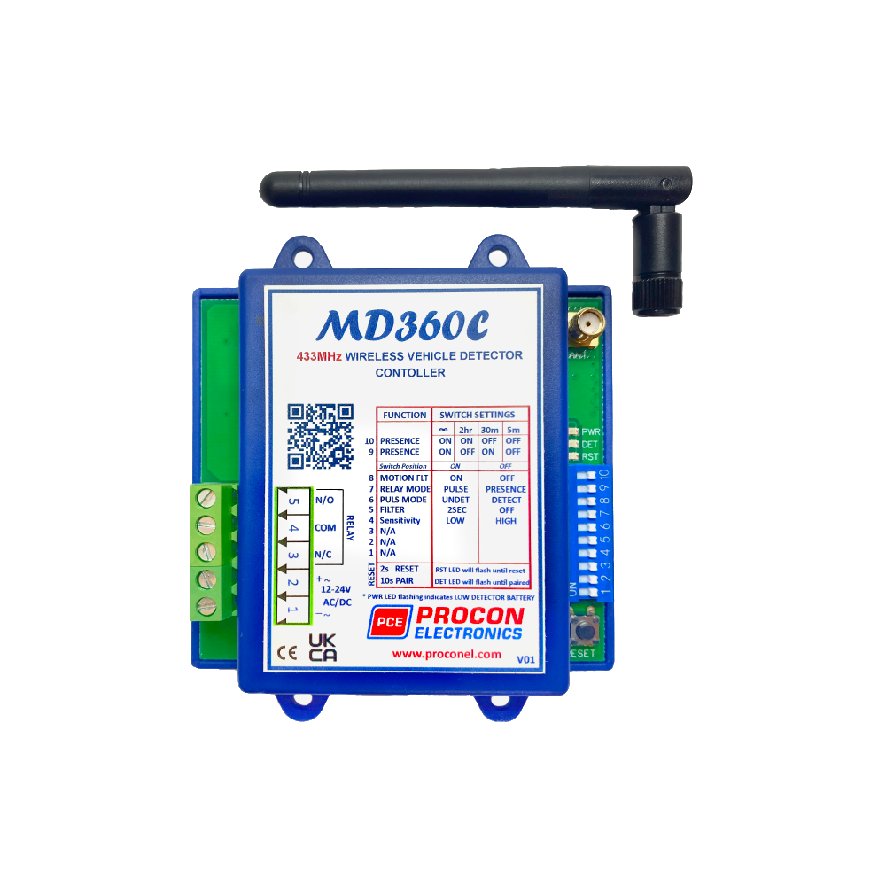 MD360C Procon Electronics wireless vehicle detector controller with PCE ground sensor for garage door automation by SAMT in New South Wales, Australia.
