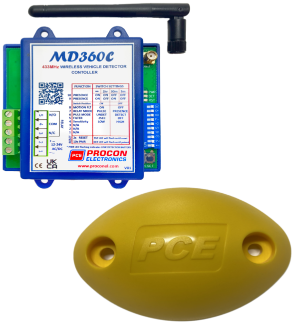 MD360C Procon Electronics wireless vehicle detector controller with PCE ground sensor for garage door automation by SAMT in New South Wales, Australia.