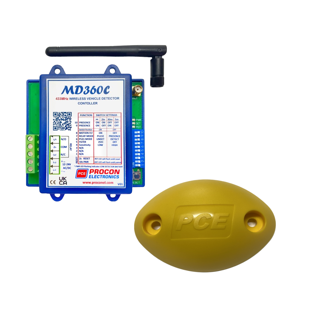 MD360C Procon Electronics wireless vehicle detector controller with PCE ground sensor for garage door automation by SAMT in New South Wales, Australia.