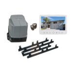 Automatic sliding gate motor kit with control unit, two remote controls, rack gears, and video intercom display in Prestons, New South Wales, Australia"