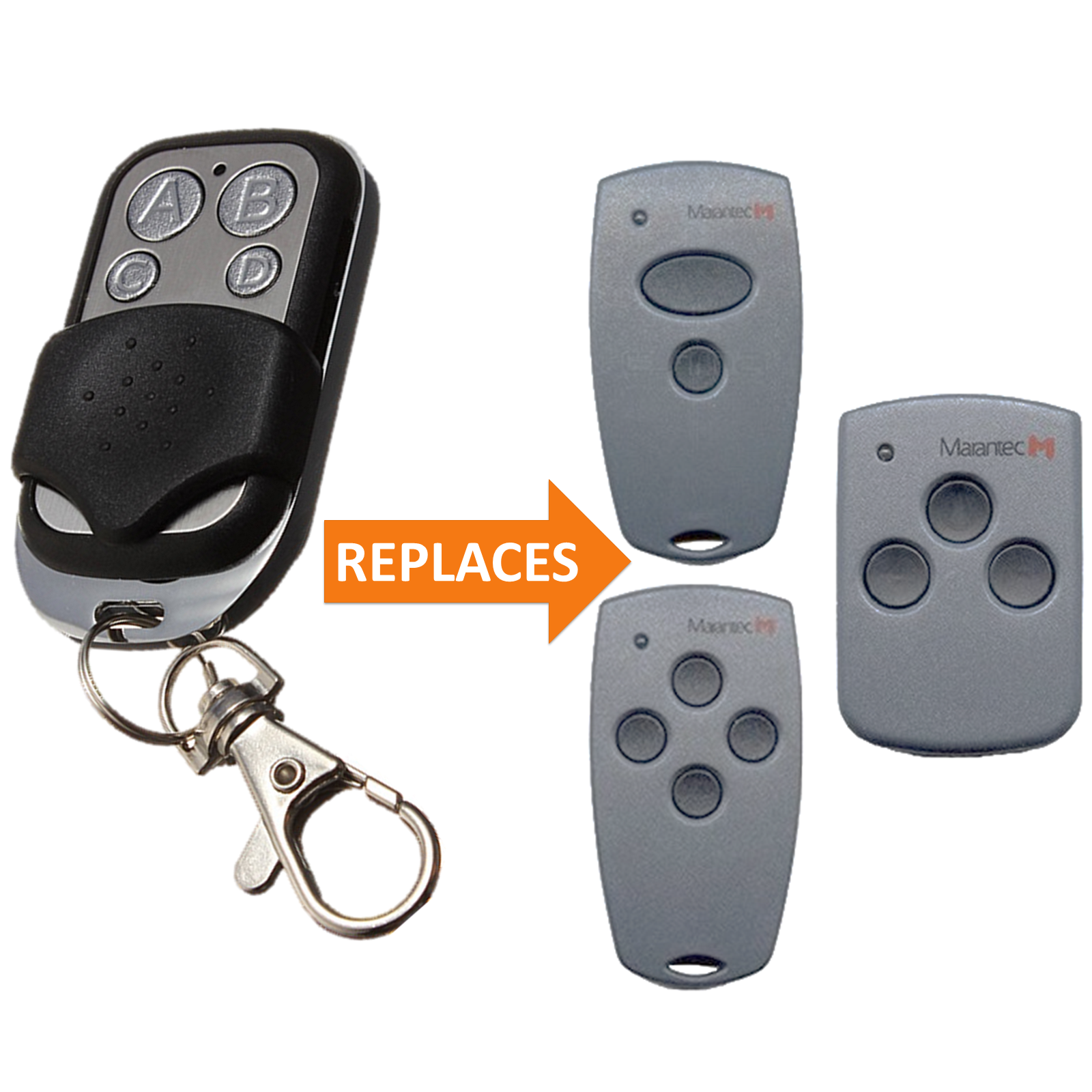 Marantec compatible garage door remote and keyring by SAMT Garage & Gate Automation, Australia.
