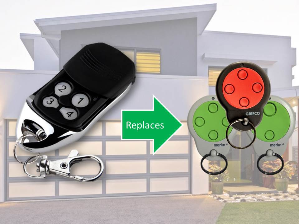 Universal garage door remote replaces Merlin garage door remotes, compatible with garage door opener systems in New South Wales, from SAMT Garage & Gate Automation
