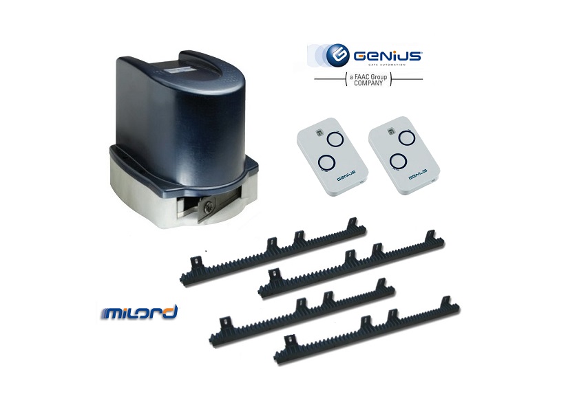 Genius sliding gate motor kit with rack and remote controls, best sliding gate motor Australia from SAMT Garage & Gate Automation, Prestons.