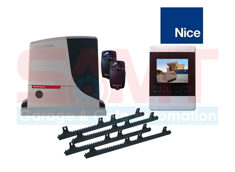 Nice Robus sliding gate motor kit with remotes and smart intercom, supplied by SAMT Garage & Gate Automation, NSW