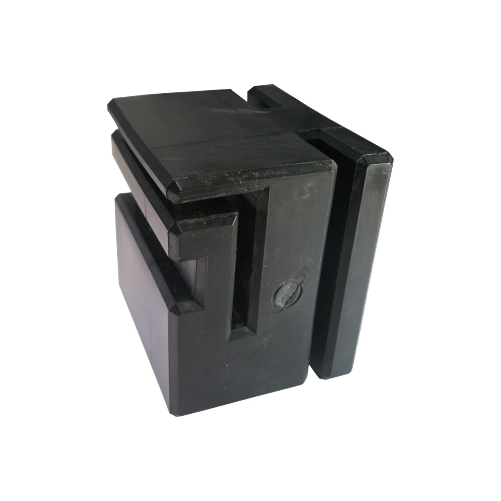 Durable black sliding gate end stop for automatic gate systems sold by SAMT in Prestons, New South Wales, Australia.