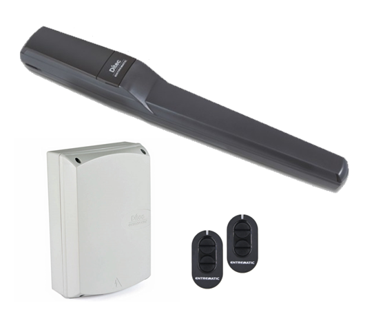 Single Ditec swing gate motor kit with receiver and two remotes sold by SAMT in Prestons, New South Wales, Australia.