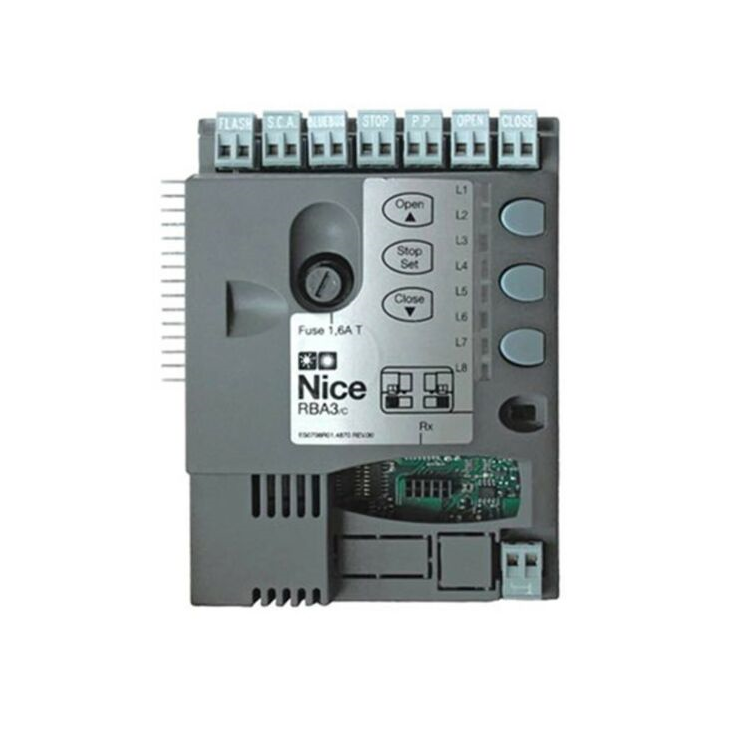 Nice RBA3 control board for sliding gate or automatic garage door motors by SAMT Garage & Gate Automation, Prestons, New South Wales, Australia.