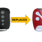 Black garage door remote replaced with red model, compatible garage door remote for SAMT systems in Prestons, New South Wales, Australia.