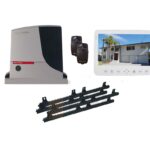 Nice Robus gate motor kit with two remote controls, rack gears, and an intercom display in Prestons, New South Wales, Australia