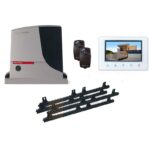 Nice Robus automatic gate opener kit with two photocell sensors, an intercom monitor, and rack gears in Prestons, New South Wales, Australia