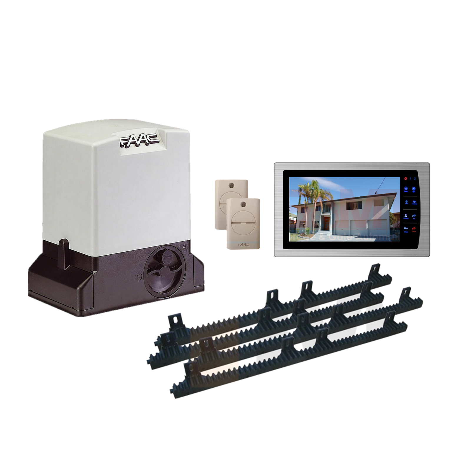 FAAC sliding gate motor kit with remotes and video intercom, SAMT Garage & Gate Automation, Prestons New South Wales Australia