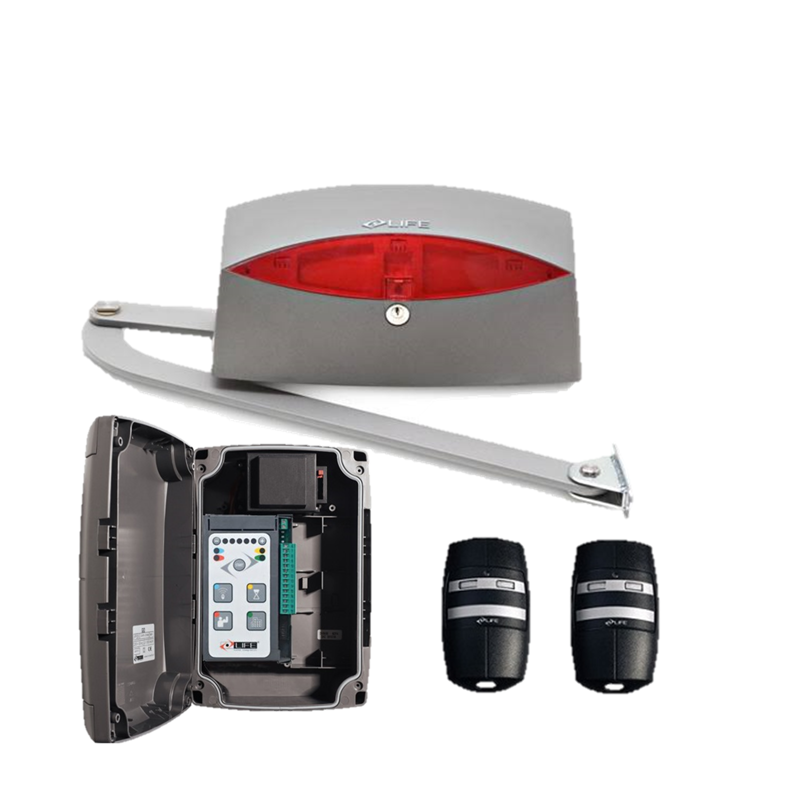 LIFE motorized swing gate motor kit with remotes from SAMT Garage & Gate Automation, Prestons, New South Wales, Australia.