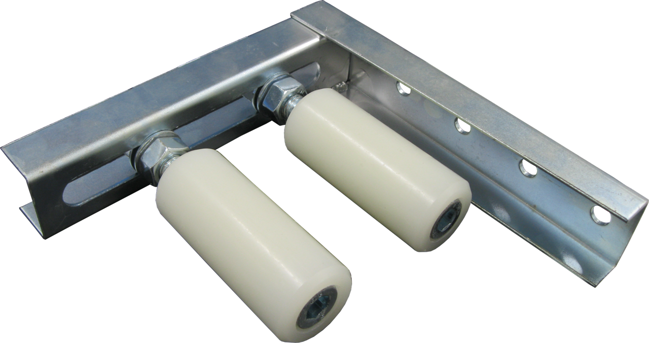 Guide rollers and bracket for garage roller doors by SAMT, garage door accessories in Prestons, New South Wales, Australia.