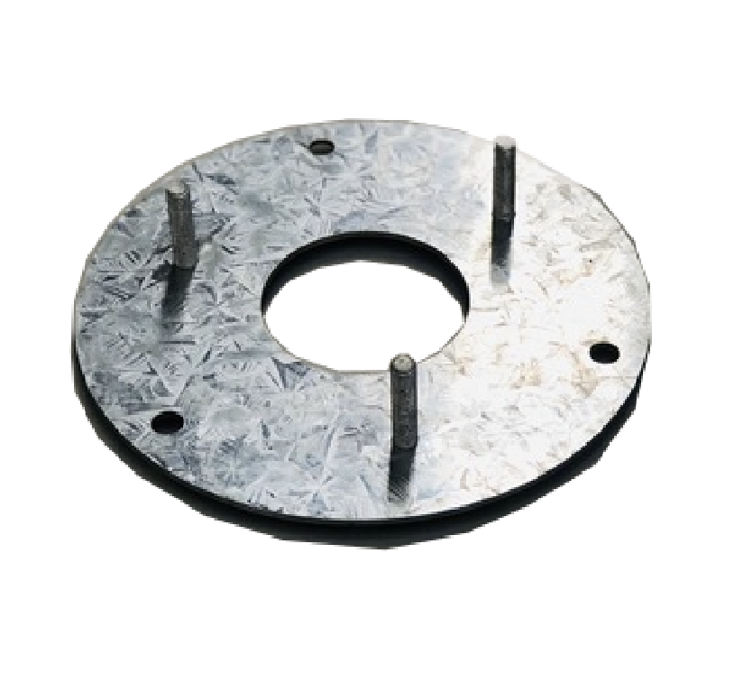 Galvanized metal fixing plate with mounting studs for garage door installations by SAMT Garage & Gate Automation, Prestons, New South Wales, Australia.