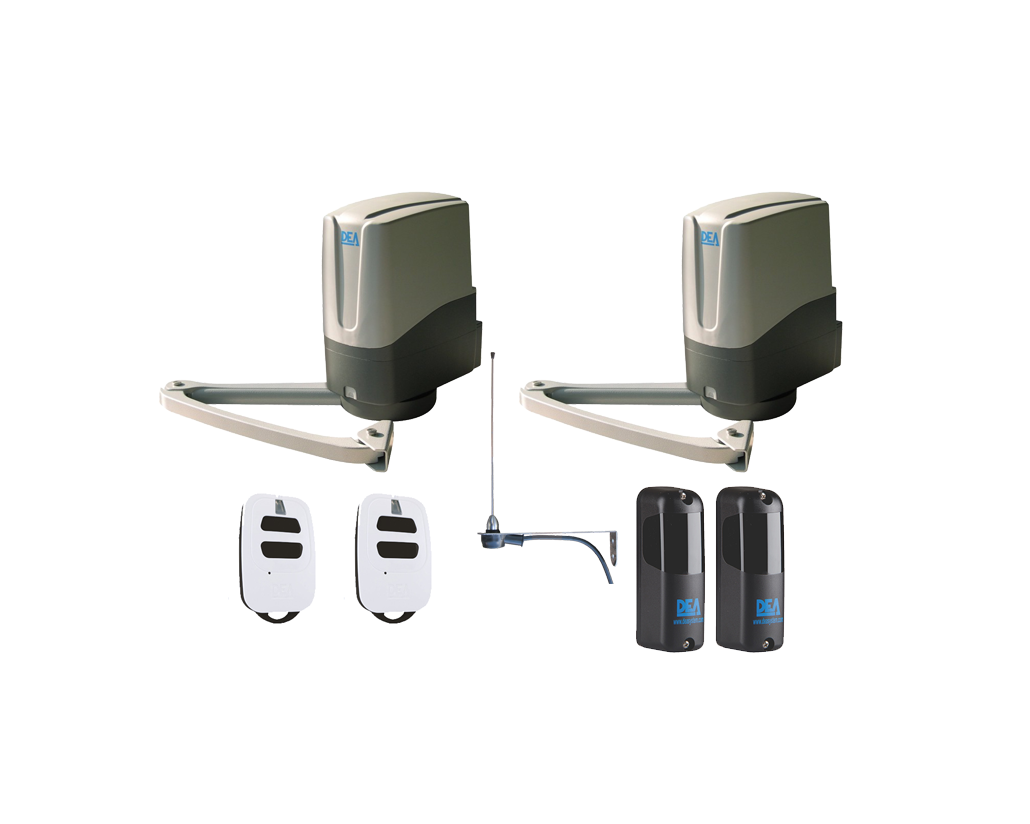 DEA dual swing gate opener kit with remotes and sensors, automatic gates in Prestons, New South Wales, Australia from SAMT Garage & Gate Automation.
