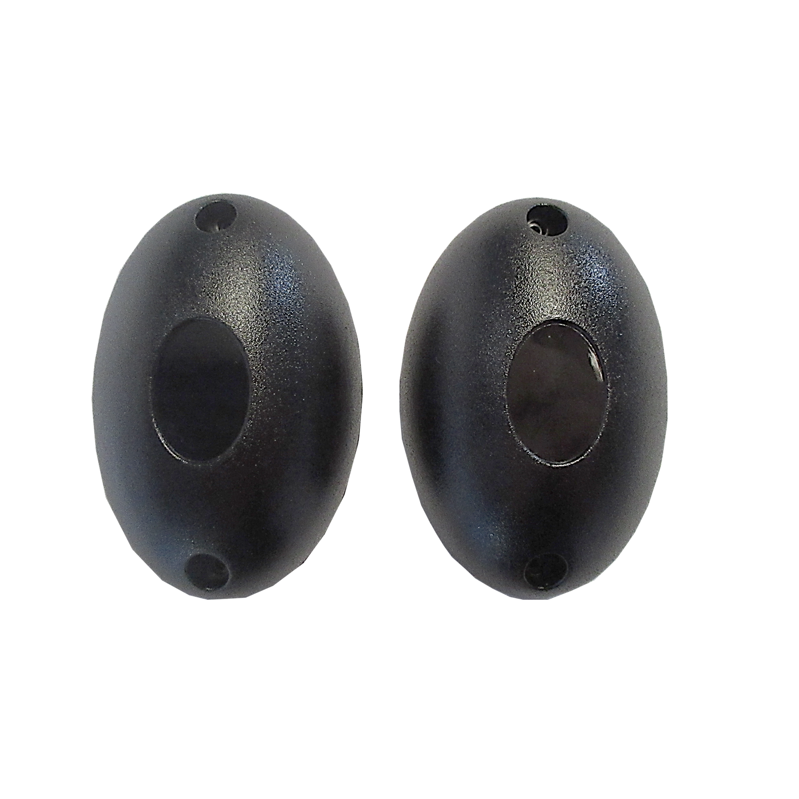 Pair of Black oval infrared safety sensor for automatic garage doors by SAMT Garage & Gate Automation, Prestons, New South Wales, Australia.